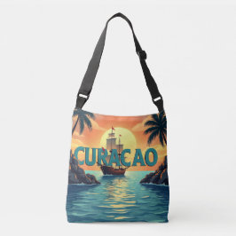 Curacao sailing ship sunset クロスボディバッグ