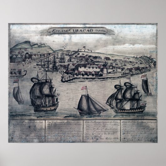 CuracaoPanoric MapCuracao,オランダ ポスター (正面)