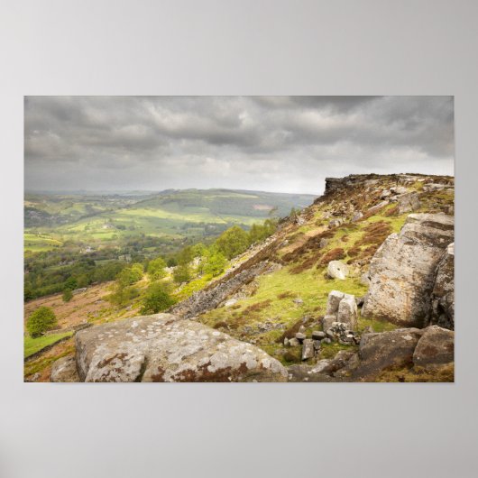 Curbar Edge in Derbyshire, the Peak District photo ポスター (正面)