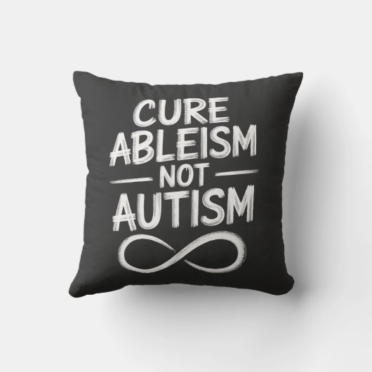 Cure Ableism Not Autism Chalkboard Style Quote クッション (裏面)