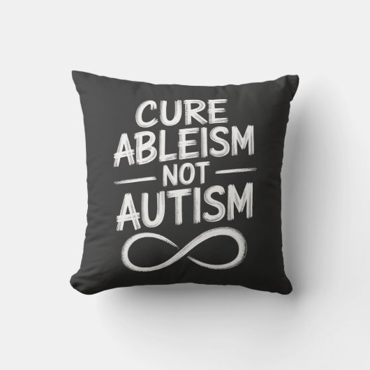 Cure Ableism Not Autism Chalkboard Style Quote クッション (正面)