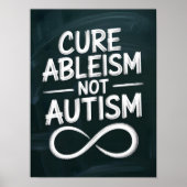 Cure Ableism, Not Autism | Chalkboard Style Quote ポスター (正面)
