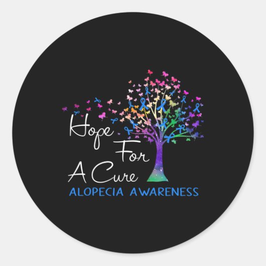 Cure Alopeciaの認識度ツリーのリボン ラウンドシール (正面)