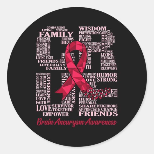 Cure Brain Aneurysm認識度リボン月サポート ラウンドシール (正面)