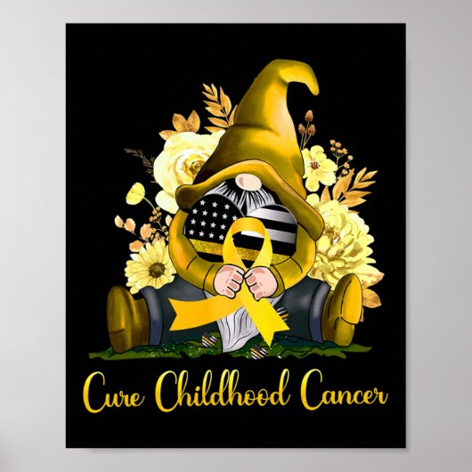 Cure Childhood Cancer Awareness Gold Ribbon Gnome  ポスター (正面)