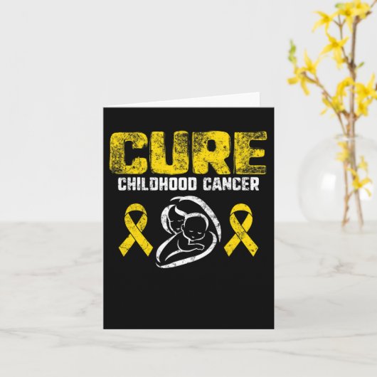 Cure Childhood Cancer Gold Ribbon Support Mom Awar カード (黄色い花)