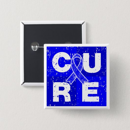 CURE Huntington's Disease Cube 缶バッジ (正面&裏面)