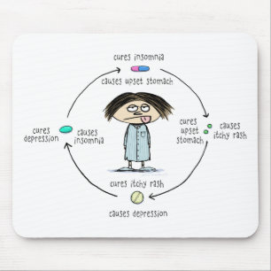 Cures and Causes   Funny Medication Cartoon マウスパッド