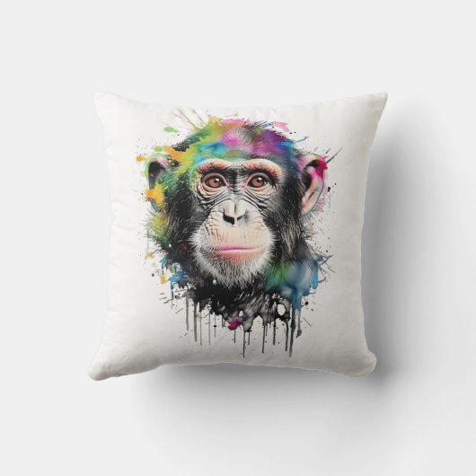 Curioso y colorido chimpancé クッション (裏面)