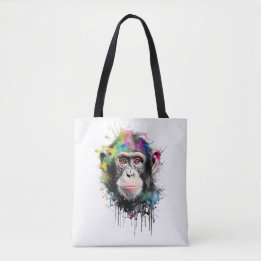 Curioso y colorido chimpancé トートバッグ