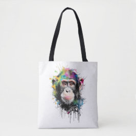 Curioso y colorido chimpancé トートバッグ