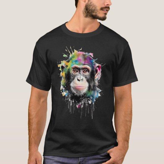 Curioso y colorido chimpancé tシャツ (正面)