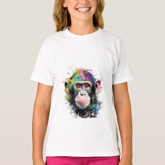 Curioso y colorido chimpancé tシャツ (正面)