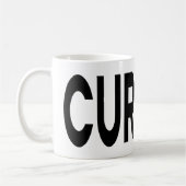 CURIOUS ブラックタイポグラフィ コーヒーマグカップ (左)