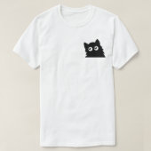 Curious Black Cat Cute Minimal Cat Design Tシャツ (デザイン正面)