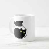 Curious Black Cat in Coffee Pot Mug コーヒーマグカップ (正面左)
