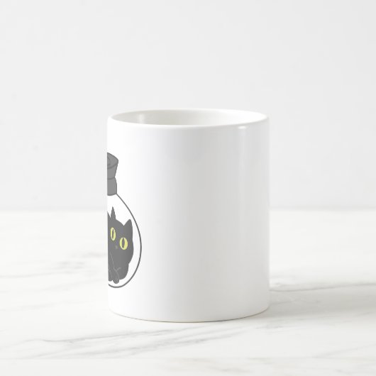 Curious Black Cat in Coffee Pot Mug コーヒーマグカップ (中央)