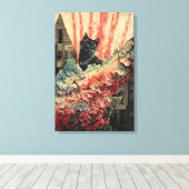 Curious Cat -ヴィンテージ抽象芸術アート キャンバスプリント (インサイチュ (ウッドフロア))