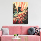 Curious Cat -ヴィンテージ抽象芸術アート キャンバスプリント (インサイチュ (リビング))