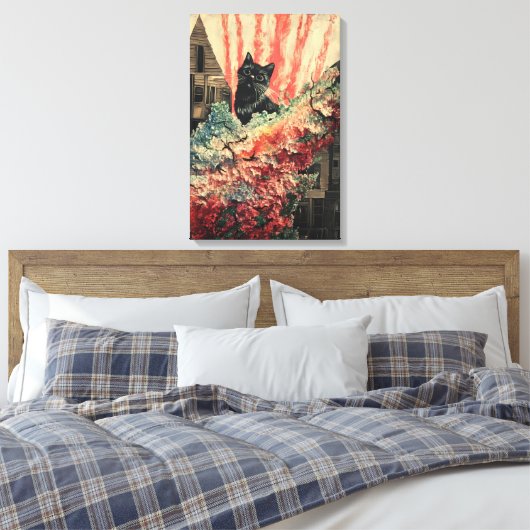 Curious Cat -ヴィンテージ抽象芸術アート キャンバスプリント (インサイチュ (寝室))