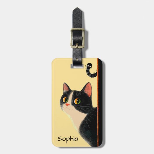 Curious Cat and Sneaky Worm ラゲッジタグ (正面縦)