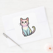 Curious Cat – Cute Kawaii Animal Illustration スクエアシール (封筒)