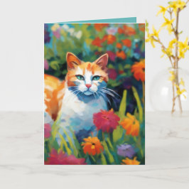 Curious Cat In the Garden Greetings Card カード
