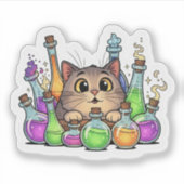 Curious Cat & Potionカラフルボトル – ハロウィーン シール (正面)
