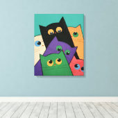 Curious Cats キャンバスプリント (インサイチュ (ウッドフロア))