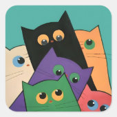 Curious Cats スクエアシール (正面)