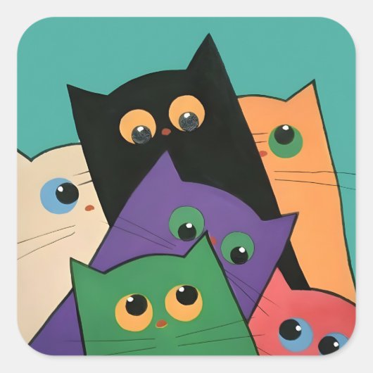 Curious Cats スクエアシール (正面)