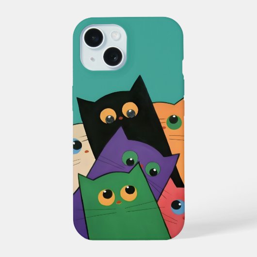 Curious Cats iPhone 15ケース (裏面)