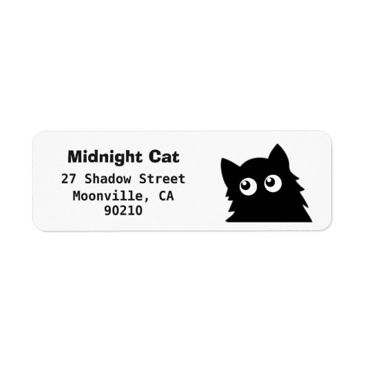 Curious Cute Cat Black Cat Return Address Labels ラベル (正面)