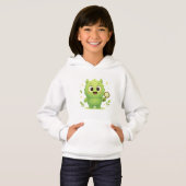 Curious Explorer Monster Kids Hoodie — Cute Green  (正面フル)