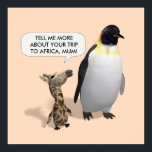 Curious Giraffe Baby ポスター<br><div class="desc">travelers have more to tell
background color can be changed too
weird witty cartoon of a crossbreed between penguin and giraffe</div>