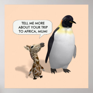 Curious Giraffe Baby ポスター