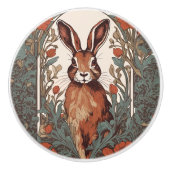 Curious Hare William Morris Inspired Floral セラミックノブ (正面)
