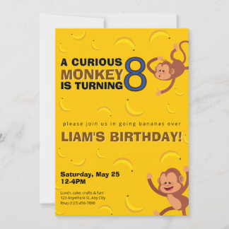 Curious Monkey Birthday Invite | Banana Jungle 招待状