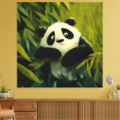 Curious Panda Bamboo Peek キャンバスプリント (インサイチュ (リビング))