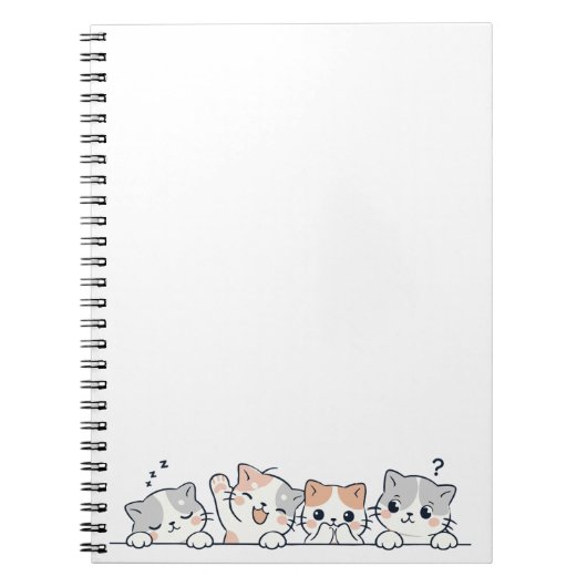 Curious Paws - Cute Cats Friends Peeking ノートブック (正面)