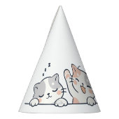 Curious Paws - Cute Cats Friends Peeking パーティーハット (左)