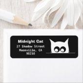 Curious Peeking Black Cat Return Address Labels ラベル (インサイチュ)