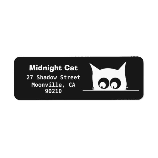 Curious Peeking Black Cat Return Address Labels ラベル (正面)