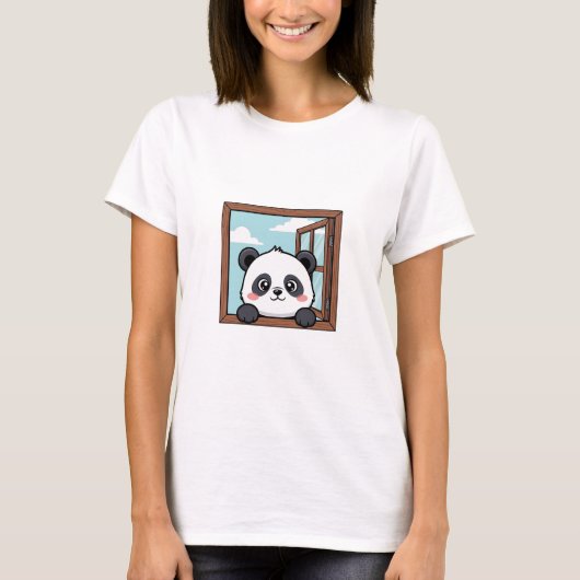 Curious Peeking Panda Tシャツ (正面)