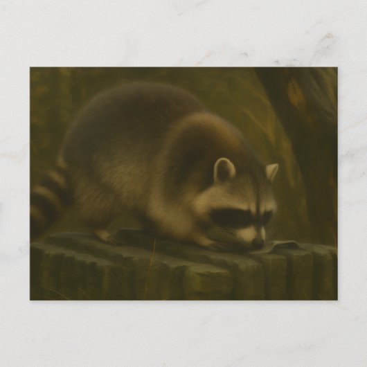 Curious Raccoon – Realistic Forest Wildlife ポストカード (正面)