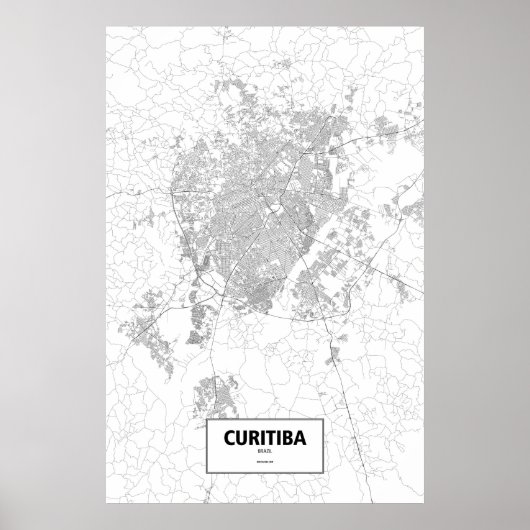 Curitiba,ブラジル(黒と白) ポスター (正面)
