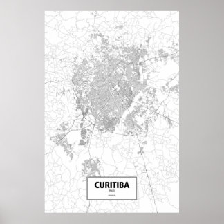 Curitiba，ブラジル（黒と白） ポスター