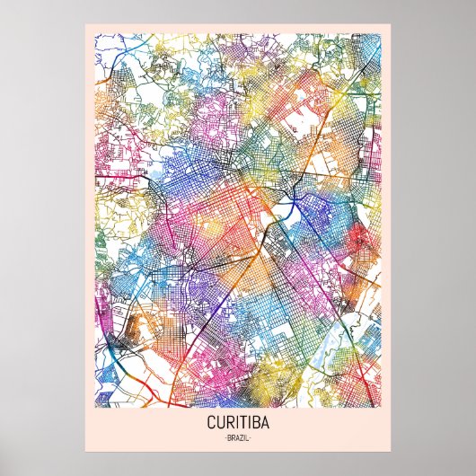 Curitiba Brazil City Map ポスター (正面)