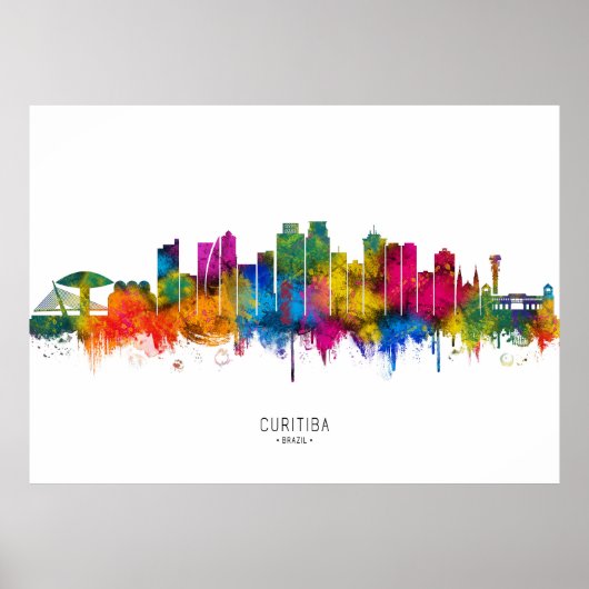 Curitiba Brazil Skyline ポスター (正面)