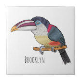 Curl crested aracari bird cartoon illustration タイル (正面)